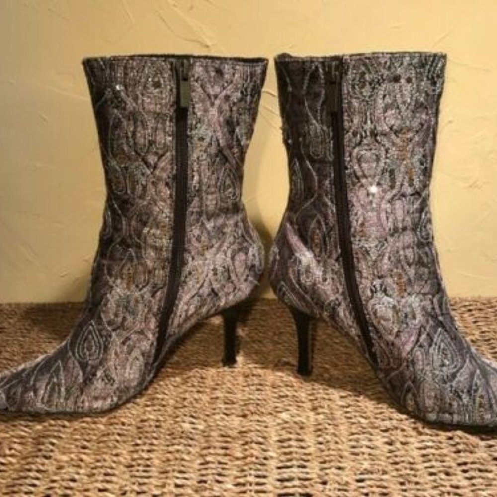 Purple Sequin Boots - Mid Calf-Size
